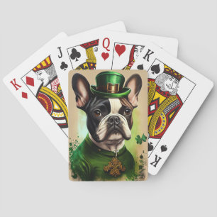 Baraja De Cartas Bulldog francés con vestido de San Patricio