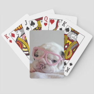 Baraja De Cartas Bulldog francés en gafas de corazón