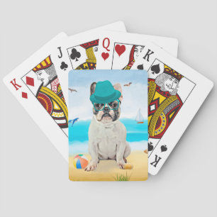 Baraja De Cartas Bulldog francés en la playa