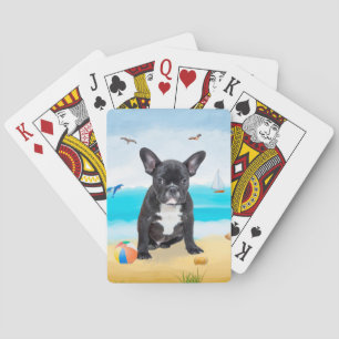 Baraja De Cartas Bulldog francés en la playa