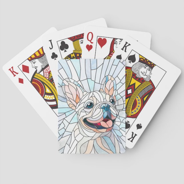 Baraja De Cartas Bulldog francés - Frenchie - mosaico pastel (Reverso)