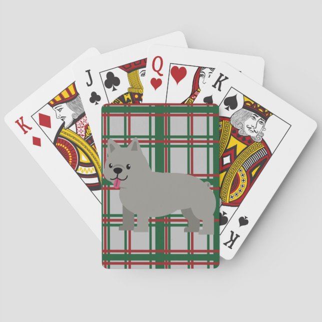 Baraja De Cartas Bulldog francés gris, Navidades jugados (Reverso)