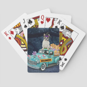 Baraja De Cartas Bulldog francés Halloween Camión Noche de miedo