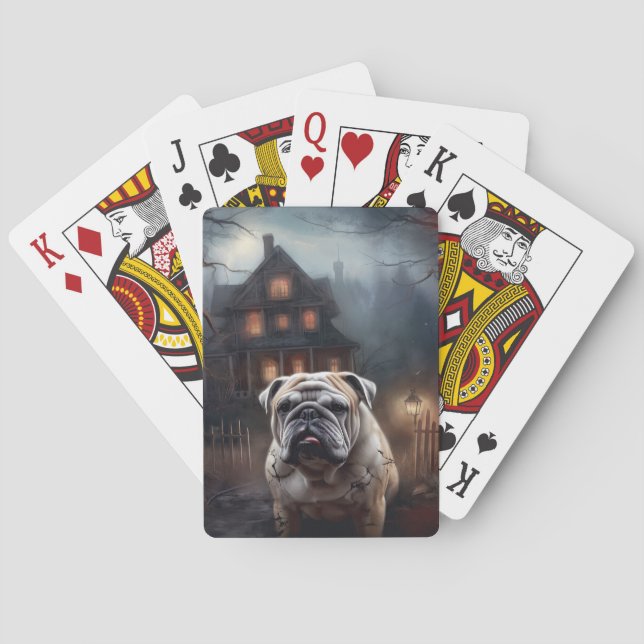 Baraja De Cartas Bulldog Halloween Scary (Reverso)