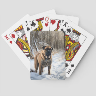 Baraja De Cartas Bullmastiff deja que nieve Navidades