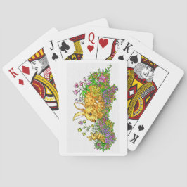 Baraja De Cartas Bunnies de primavera en un campo de flores