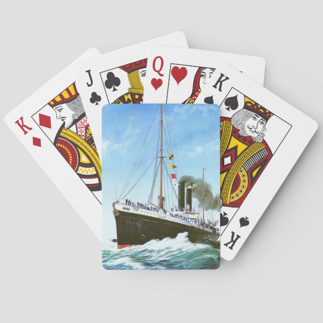 BARAJA DE CARTAS BUQUE DE VAPOR MERCANTE FRANCÉS CLÁSICO (Reverso)