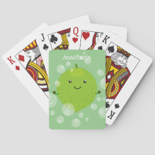 Baraja De Cartas Burbujas de cal verde suave ilustracion personaliz