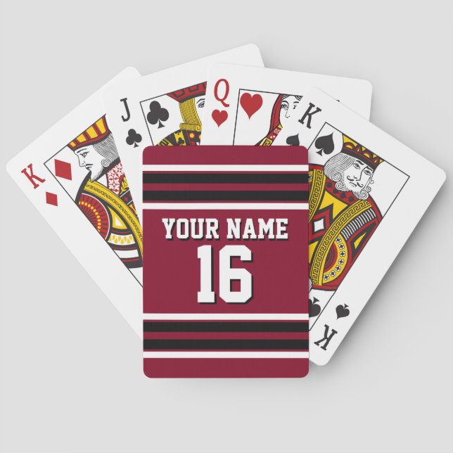 Baraja De Cartas Burgundy Black Whats Team Jersey Personalizado Nom (Reverso)