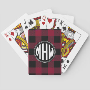 Baraja De Cartas Burgundy Blk Wt Circle Monograma Buffalo Cuadros a