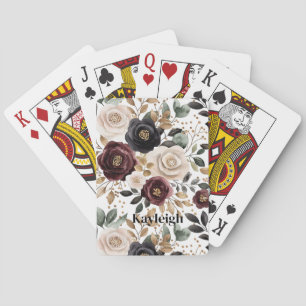 Baraja De Cartas Burgundy Cream Floral Negro