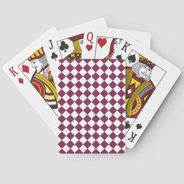 Baraja De Cartas Burgundy White Checker Diamond Pattern (Reverso)