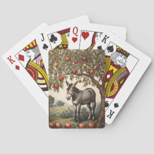 Baraja De Cartas Burro Vintage Bajo Un Árbol De Apple