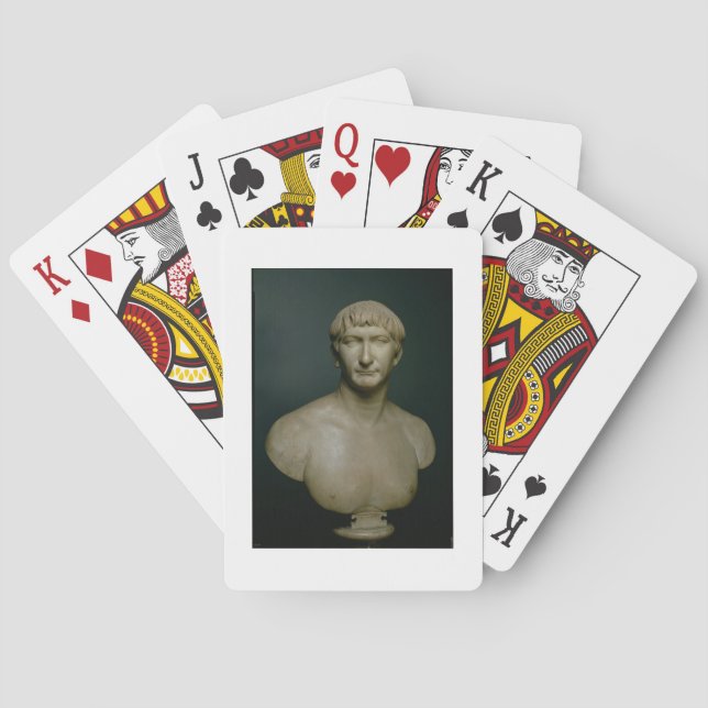 Baraja De Cartas Busto de retrato del emperador Trajan (53-117 AD)  (Reverso)
