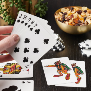Baraja De Cartas Buzo con Traje de Neopreno Naranja Señalando