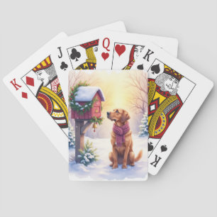 Baraja De Cartas Buzón de campo Bloodhound Navidad acuarela