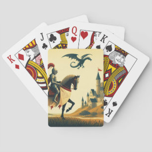 Baraja De Cartas Caballero medieval/dragón/fantasía de castillo