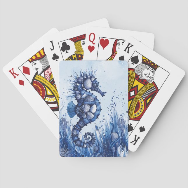 Baraja De Cartas Caballito de mar de conchas marinas (Reverso)