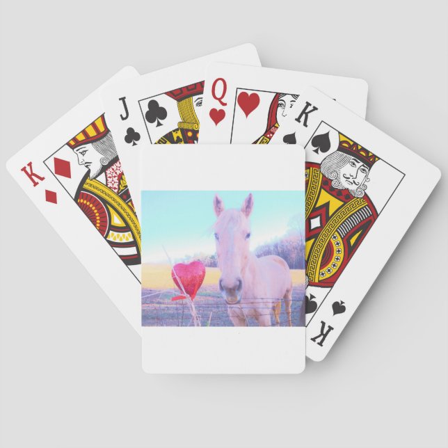 Baraja De Cartas Caballo amarillo y corazón rojo (Reverso)