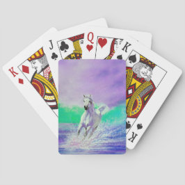 Baraja De Cartas Caballo blanco corriendo en la playa