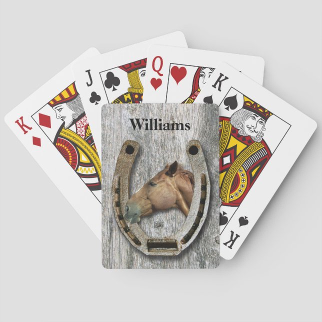 Baraja De Cartas Caballo con herradura de tema occidental  (Reverso)
