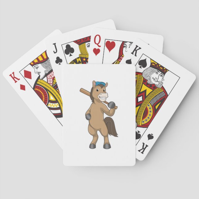 Baraja De Cartas Caballo de béisbol con bate de béisbol (Reverso)