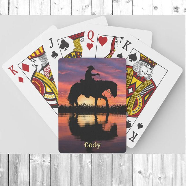 Baraja De Cartas Caballo de bovina con nombre personal de atardecer (Subido por el creador)