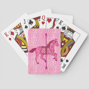 Baraja De Cartas Caballo de carrusel - rosa de la fucsia