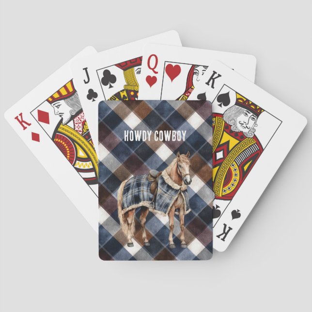 Baraja De Cartas Caballo de Cuadrados Azules (Reverso)