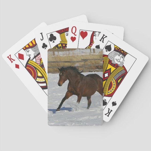 Baraja De Cartas Caballo excelente que corre en la nieve (Reverso)