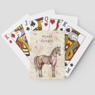 Baraja De Cartas Caballo Floral Crema Rosa