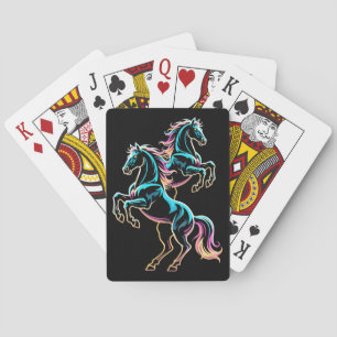 Baraja De Cartas Caballo Luz de Neón Glitch Estilo Retro