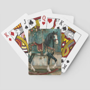 Baraja De Cartas Caballo majestuoso de Navidad victoriana