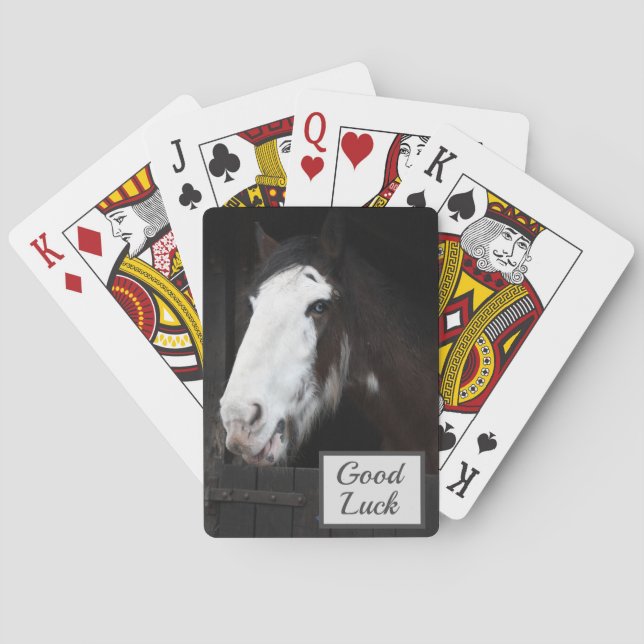 Baraja De Cartas Caballo marrón en granja Buena suerte (Reverso)