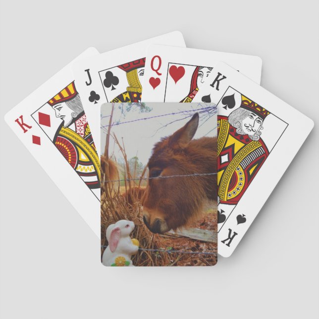 Baraja De Cartas Caballo marrón en miniatura y conejo de Pascua (Reverso)