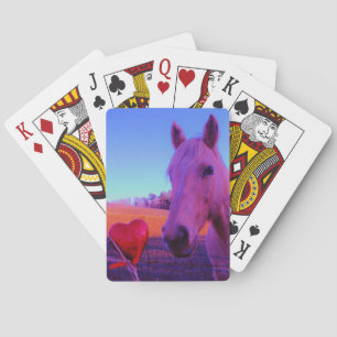 Baraja De Cartas Caballo marrón y corazón rojo