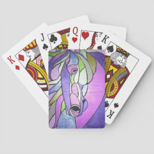 Baraja De Cartas Caballo metálico en tarjetas de juego púrpura