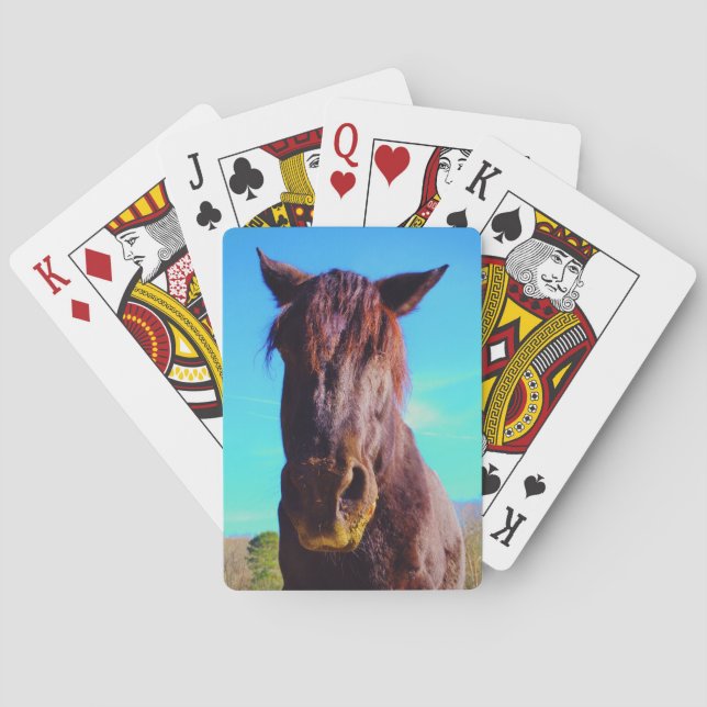 Baraja De Cartas Caballo púrpura con boca verde (Reverso)