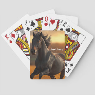 Baraja De Cartas Caballo Semental Negro Majestuoso Paisaje Atardece