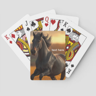 Baraja De Cartas Caballo Semental Negro Majestuoso Paisaje Atardece