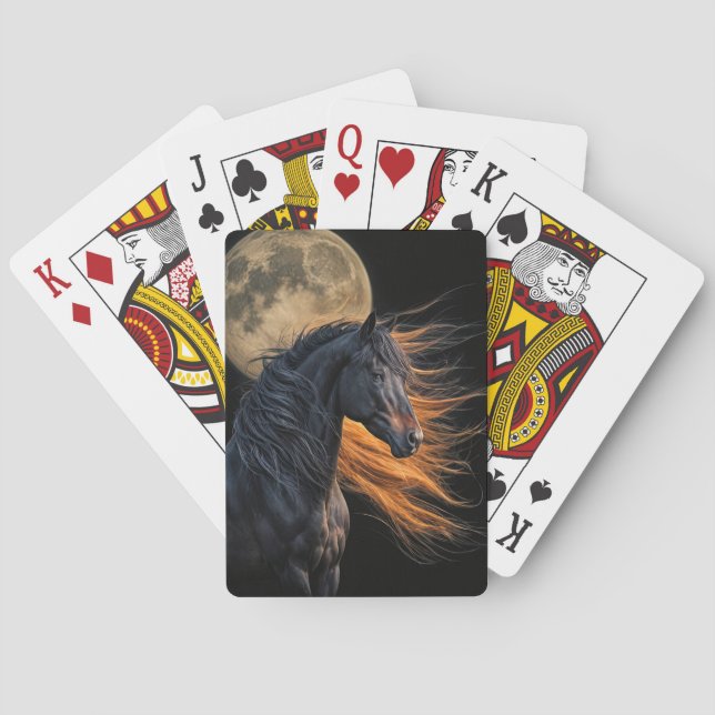 Baraja De Cartas Caballo y Luna Soplando Crin (Reverso)