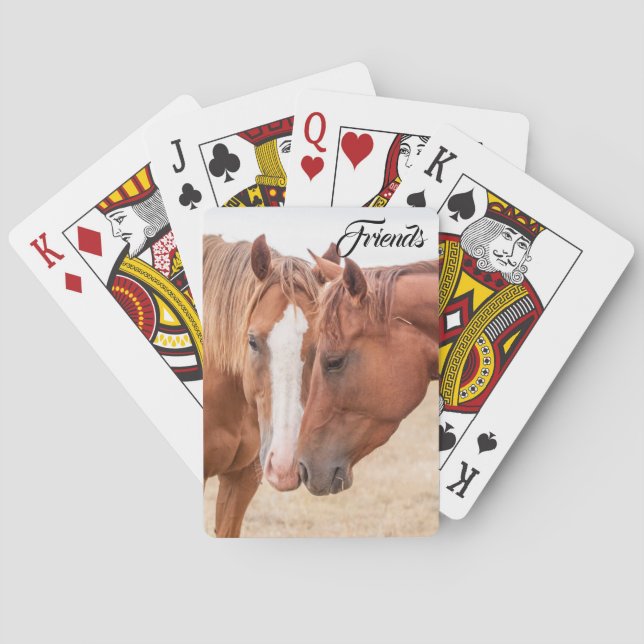 Baraja De Cartas Caballos acariciándose en un prado  (Reverso)