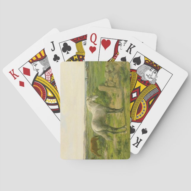 Baraja De Cartas Caballos cerca de la costa (por Rosa Bonheur) (Reverso)