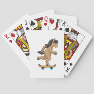 Baraja De Cartas Caballos como patinador con patineta