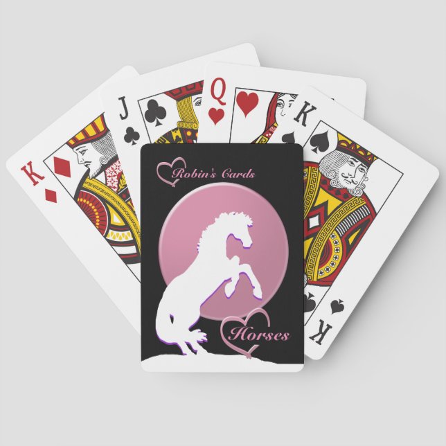 Baraja De Cartas Caballos de Corazón Blanco V (Rosa) (Reverso)