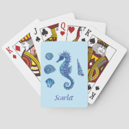 Baraja De Cartas Caballos de mar azules y castillos de mar personal