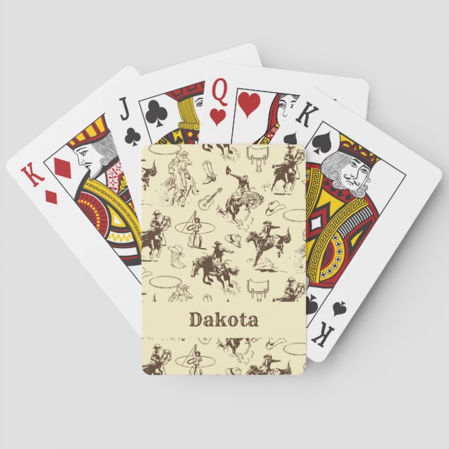 Baraja De Cartas Caballos de Rodeo de Cowboy occidentales personali (Reverso)