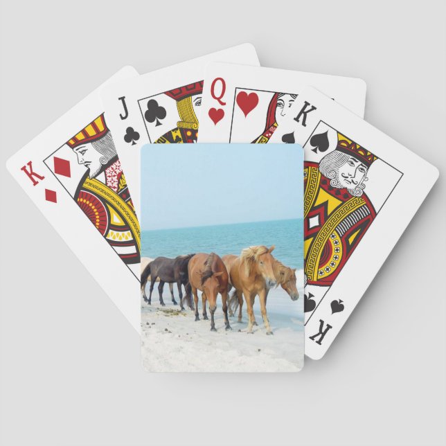 Baraja De Cartas Caballos en la costa nacional de Assateague (Reverso)