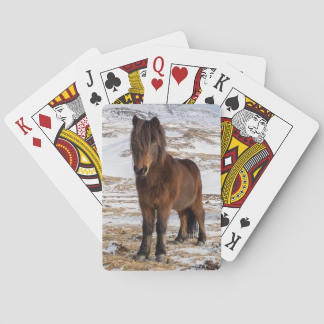 Baraja De Cartas Caballos islandeses en invierno (Reverso)