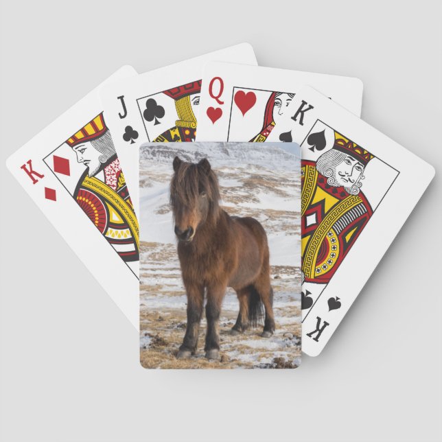 Baraja De Cartas Caballos islandeses en invierno (Reverso)